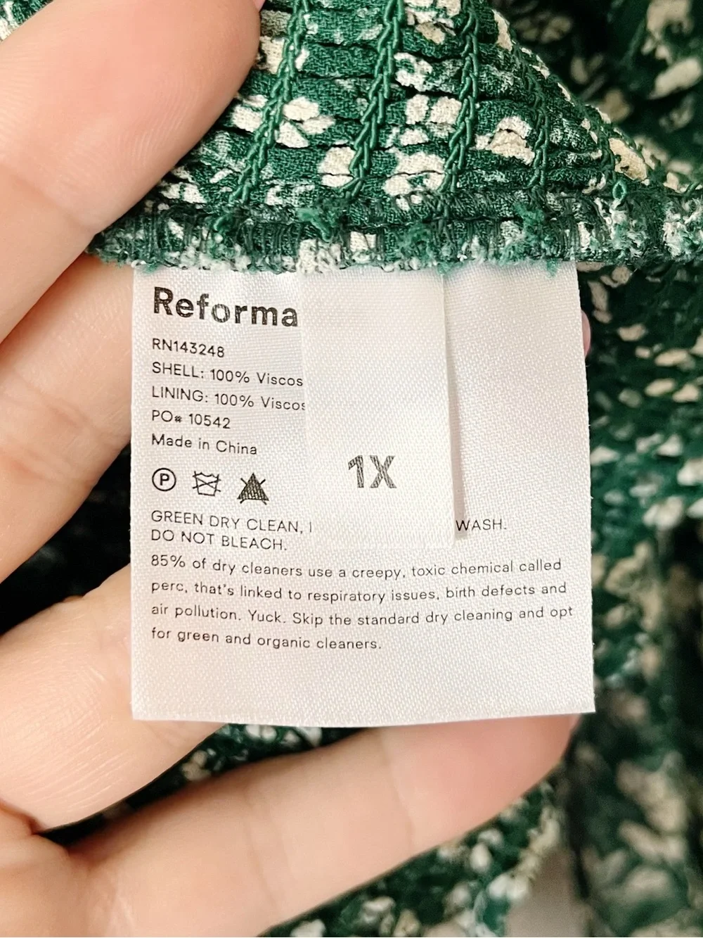 Reformation Green White Floral Ditsy Print Pinto Smocked Top Plus Size 1X